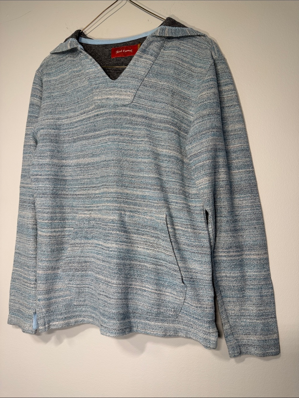 Red Camel Light Blue Striped V-Neck Sweater. Size S. SKUAE212-116